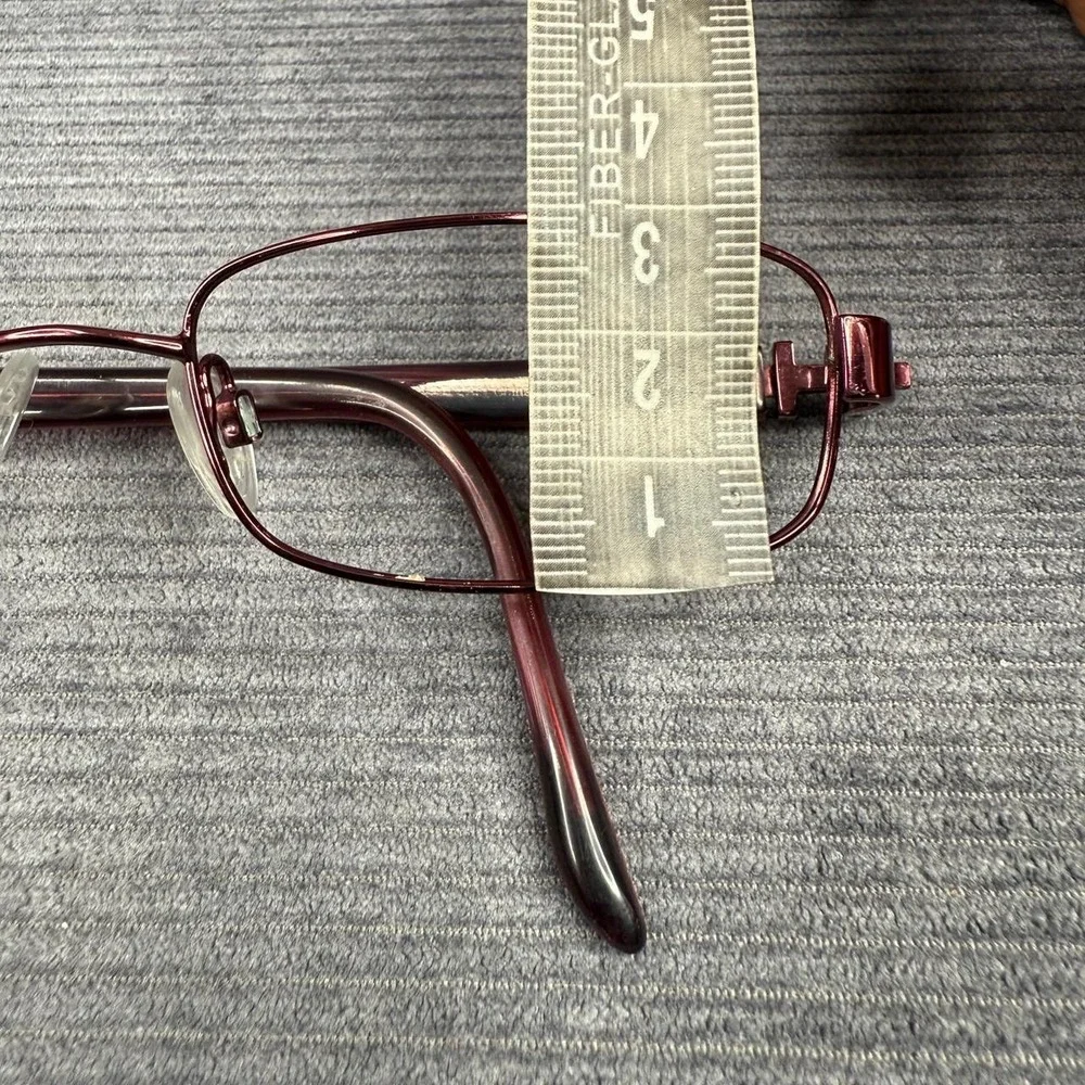 Revlon Burgundy Rectangular Eyeglass Frames Crystal Logo Accents Wine Red Metal
